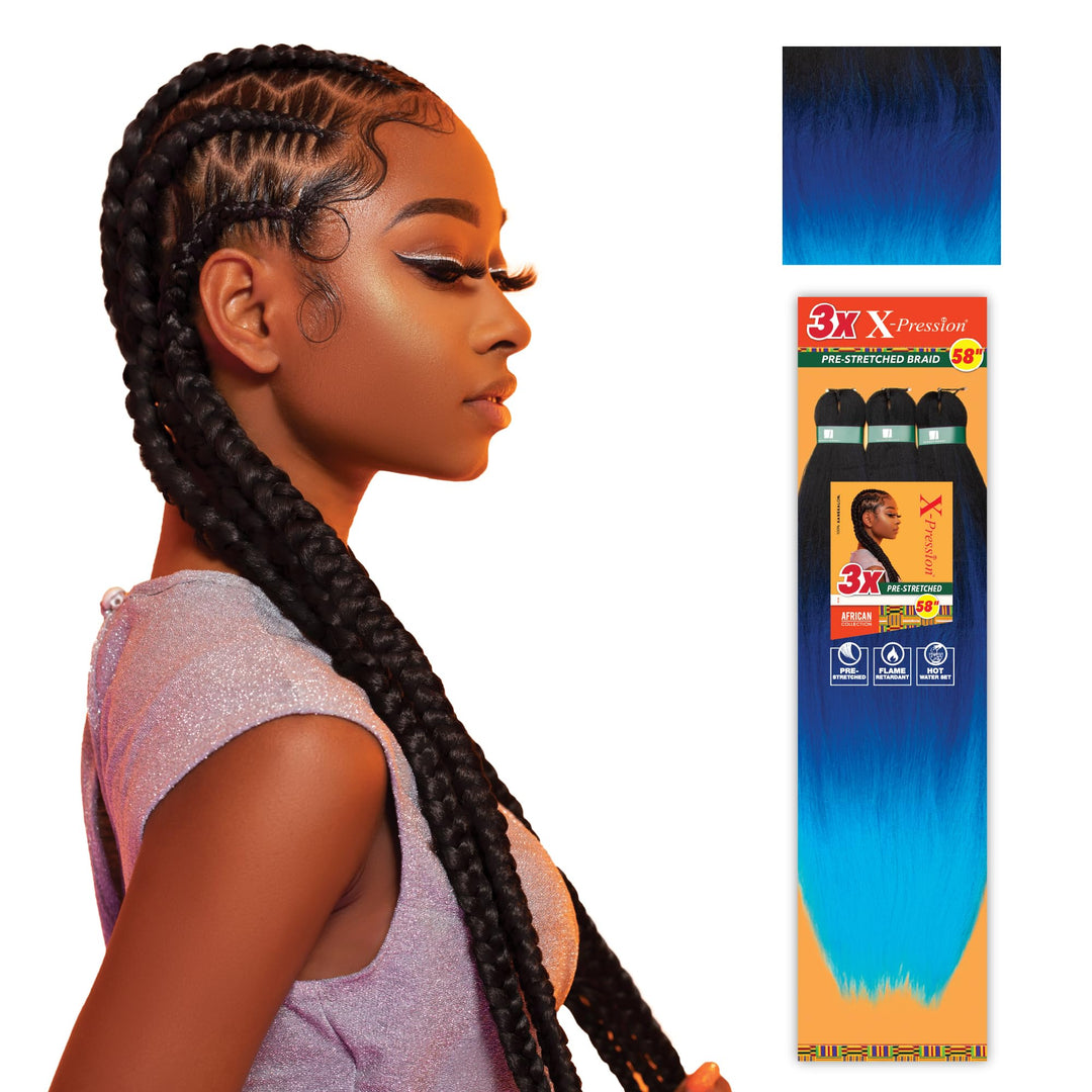 Braids XPRESSION 3X Pre-Stretched Braid 58 (3T1B/DBLUE/LBLUE)