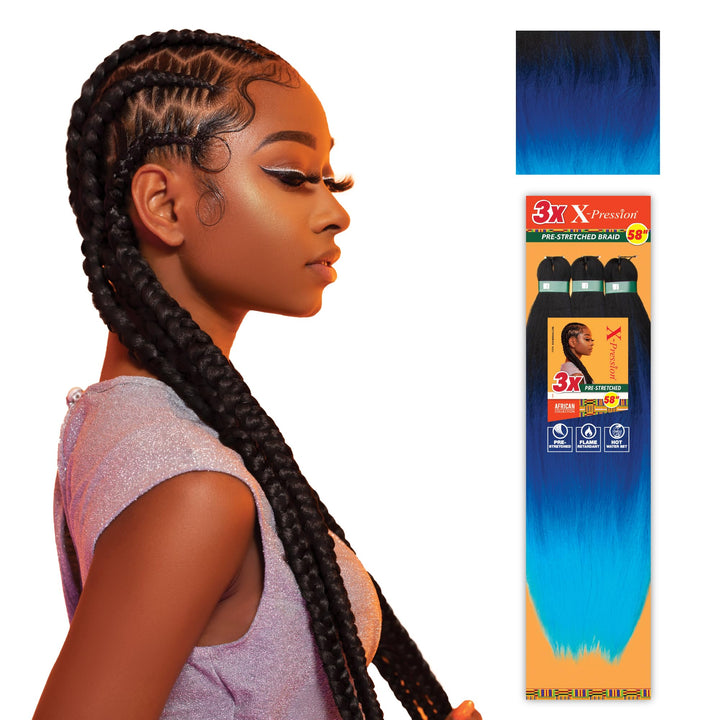 Braids XPRESSION 3X Pre-Stretched Braid 58 (3T1B/DBLUE/LBLUE)
