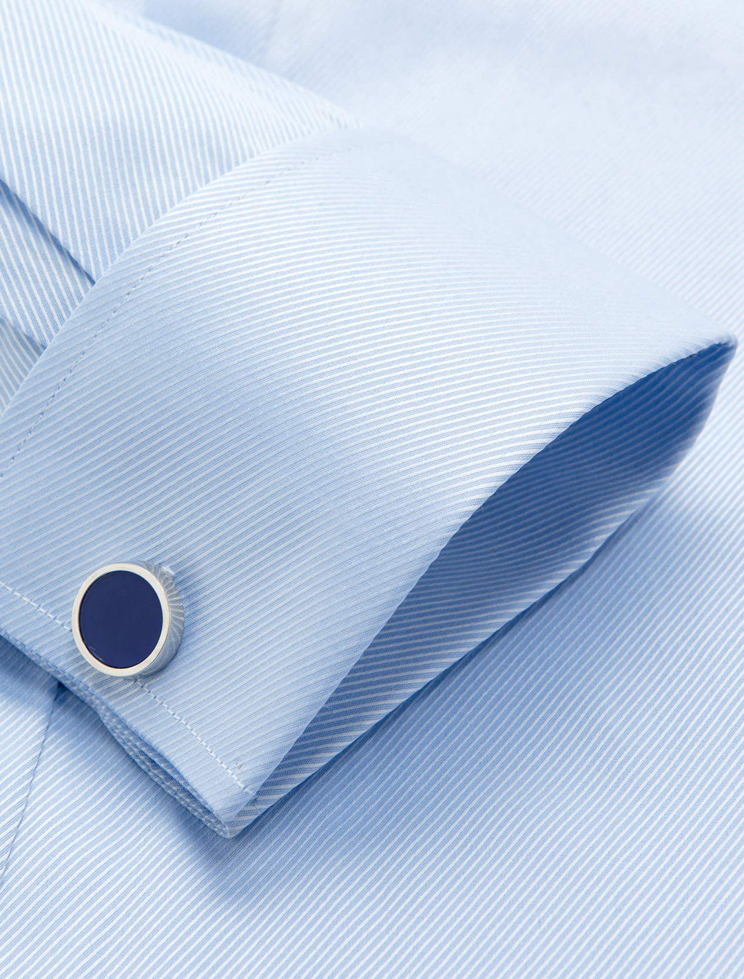 Alimens &amp; Gentle Men&#39;s French Dress Shirt Regular Fit (Include Cufflinks Collar Stays) (17 Neck 34-35 Sleeve, Twilled Blue)
