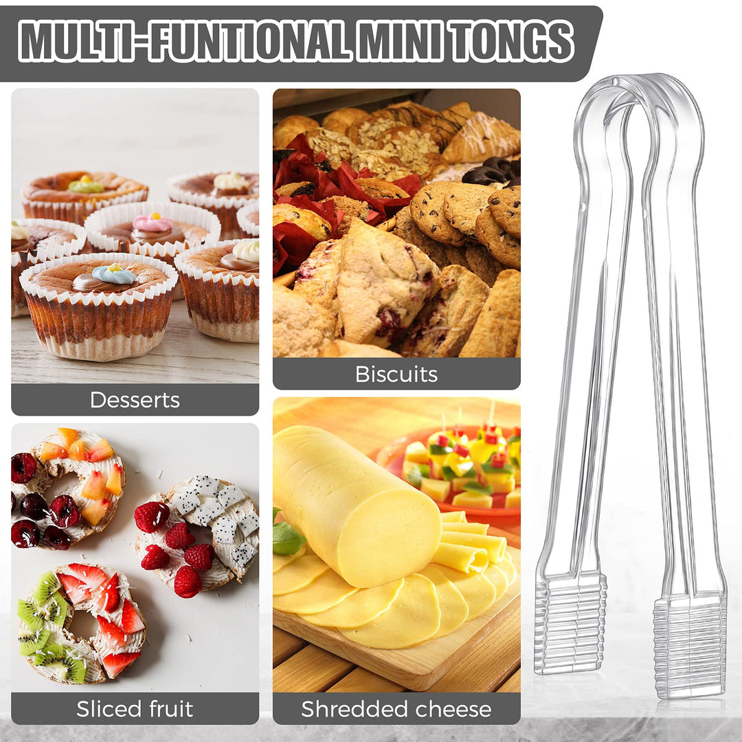 8 Pieces Plastic Tongs for Serving Food Clear Kitchen Tongs Mini Serving Utensil Tongs 6.3 Inch Small Tongs for Food Ice Salad Buffet Weddings Barbecue Party