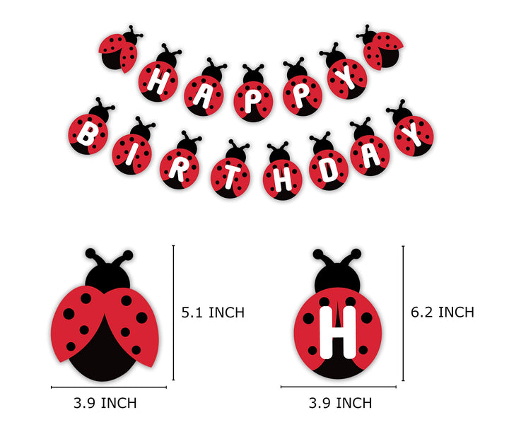 Ladybug Birthday Banner, Cute Ladybird Bday Bunting Sign, Insect Theme Baby Shower Decorations