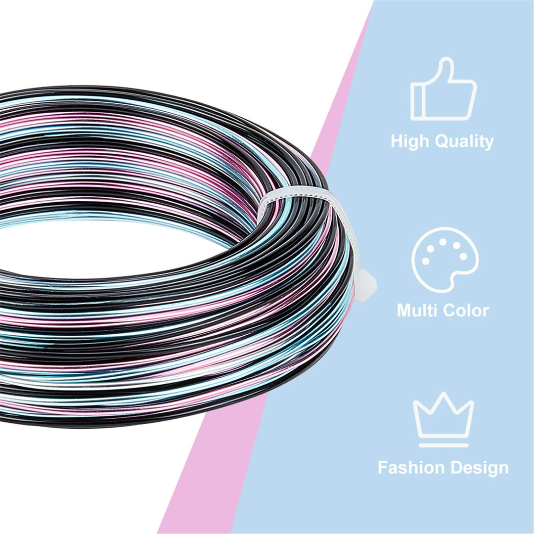 Multicolor Jewelry Craft Wire Gradient Color Aluminum Wire (15 Gauge, 136 Feet) Bendable Metal Wire with Storage Box for Jewelry Beading Craft Project - Black, Blue, Pink