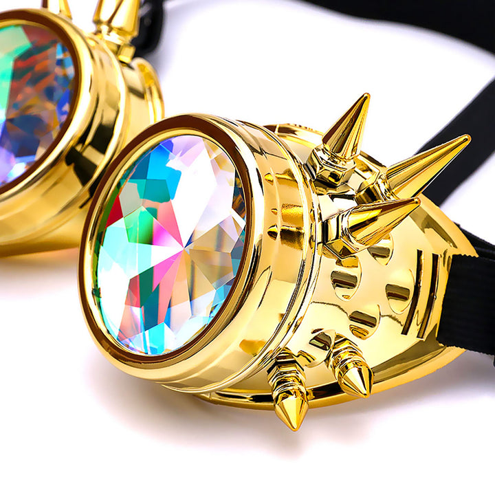 Kaleidoscope Rave Goggles Steampunk Goggles Glasses Halloween Costume Accessories for Men Women Cosplay Party