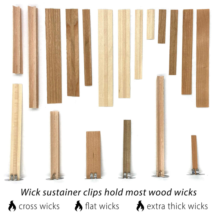 Universal Wood Wick Clips for Candles | Sustainer Tabs Fit Most Wooden Wicks | Longer Burn Time &amp; Less Wasted Wax (300 Pack)