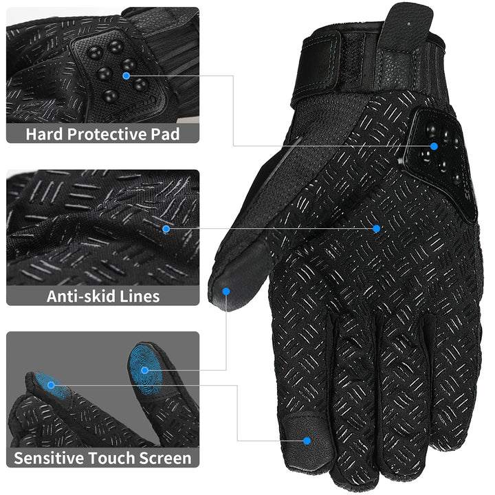 Touchscreen Alloy Steel Outdoor Gloves Motorcycle Powersports Racing Gloves (XL, Black) Model 10C
