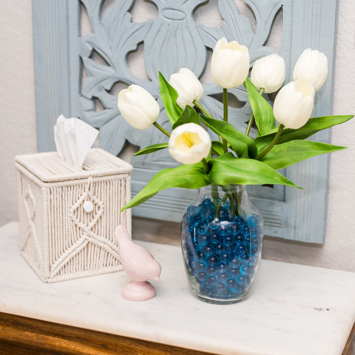 Blue Marbles for Vases | Glass Marbles Bulk Vase Fillers | Glass Beads for Vases, Round Marble 1lb, (Approx. 80 pcs)