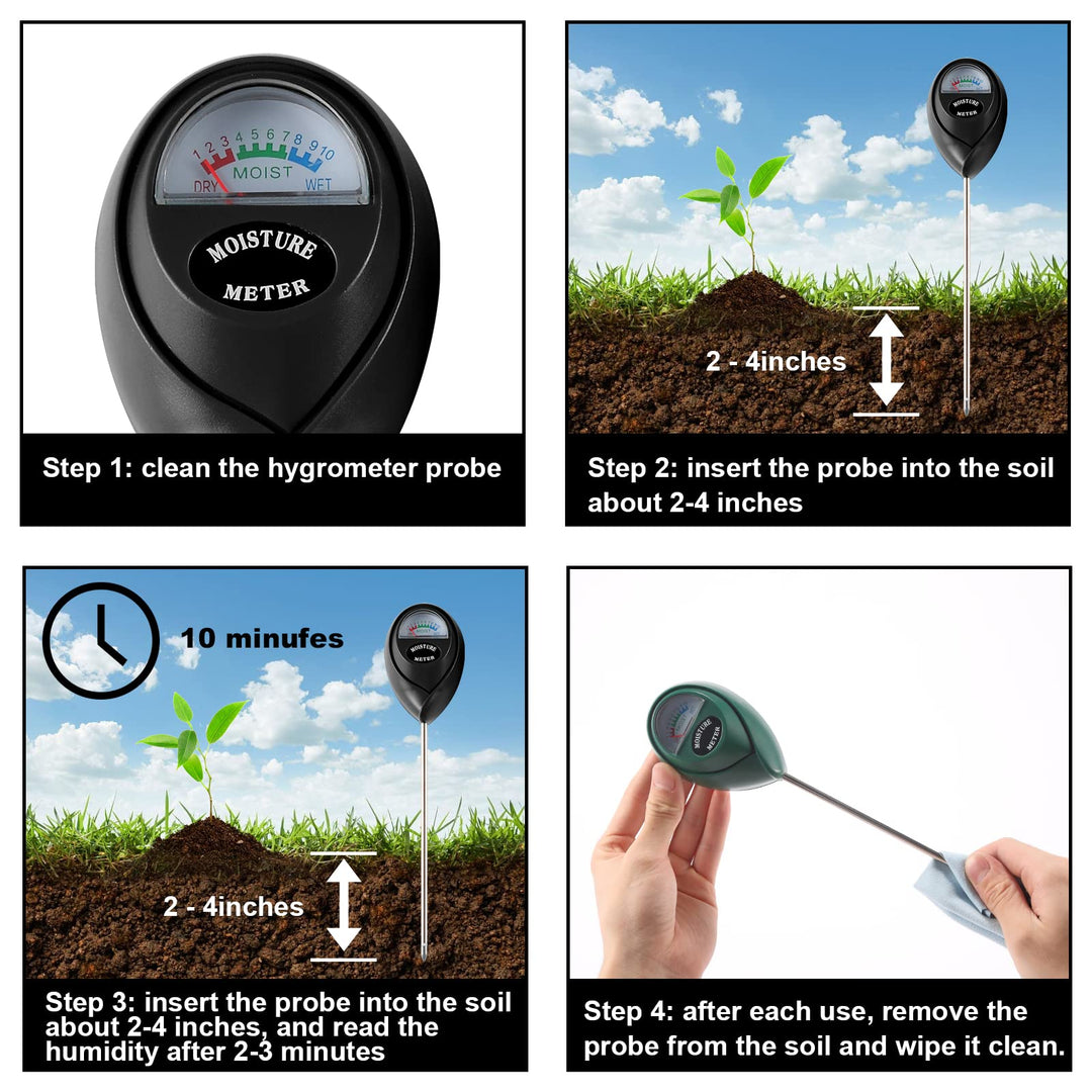 2 Packs Soil Moisture Meter, Plant Water Meter for House Plants, Soil Tester Test Kit Soil for Garden Lawn Farm Indoor &amp; Outdoor Use, No Battery Required (Black &amp; Green)