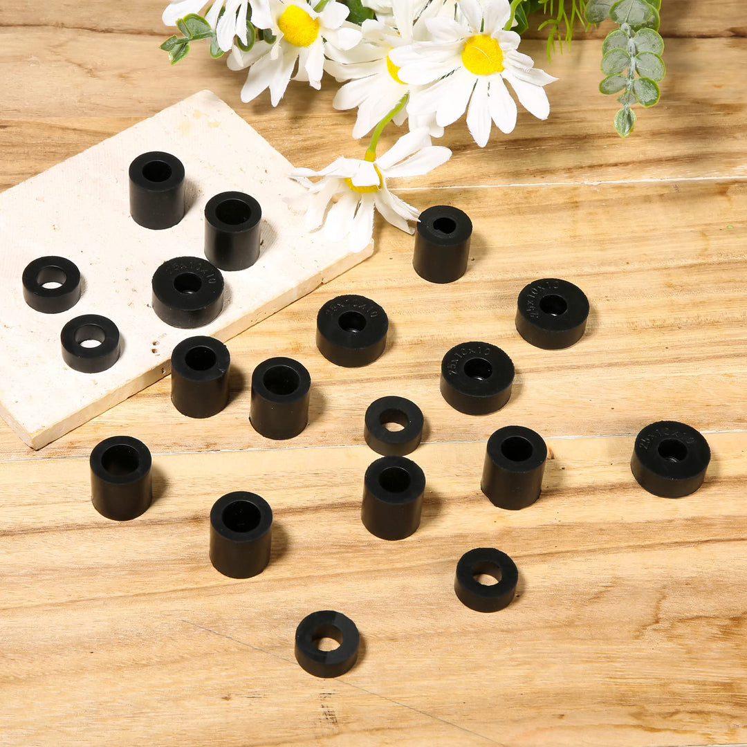 20pcs Round Neoprene Spacer, Multi Purpose Rubber Grommets Black Rubber Washers Anti Vibration Spacer for Home Car Accessories (4 Sizes)