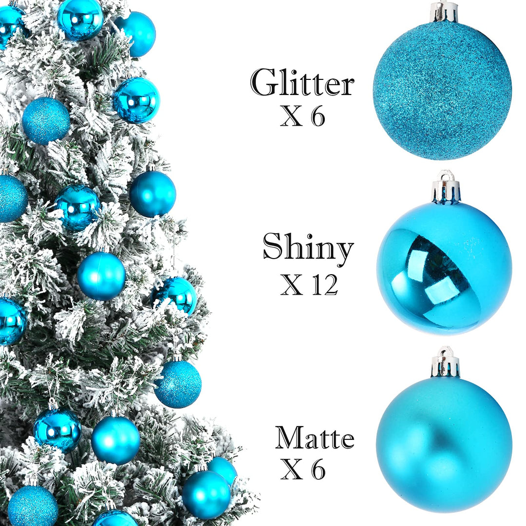 24Pcs Christmas Balls Ornaments for Xmas Christmas Tree - Shatterproof Christmas Tree Decorations Large Hanging Ball for Holiday Party Decoration (Red, 1.2-3.1CM)