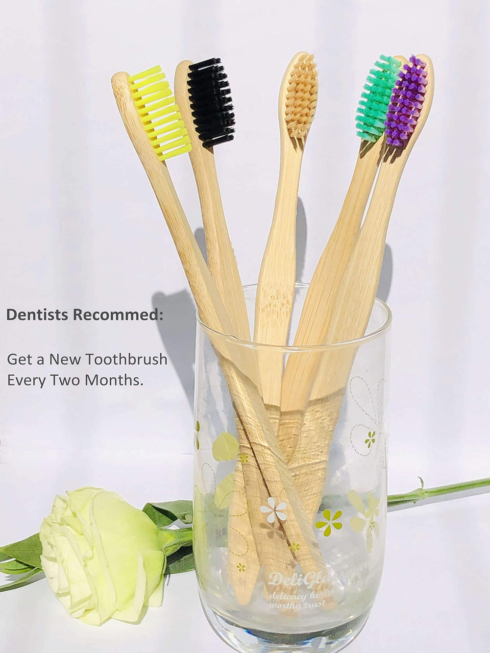Goaycer Eco Friendly Bamboo Toothbrush , 10Pack Medium 