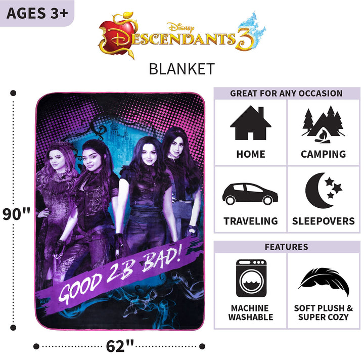 - A48878 Kids Bedding Super Soft Plush Microfiber Blanket, Twin/Full Size 62 x 90, Disney Descendants 3