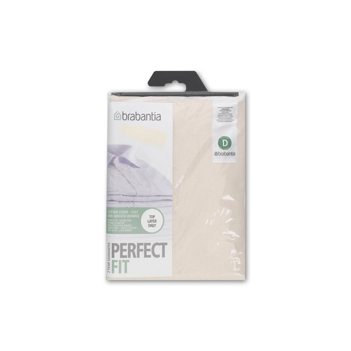 Brabantia Size D (53 x 18 in) Replacement Ironing Board Cover with Durable Foam Layer (Ecru) Easy-Fit, 100% Cotton