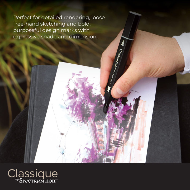Spectrum Noir Classique Blend Alcohol Marker Dual Nib Pens Set-Shade &amp; Tone-Pack of 6