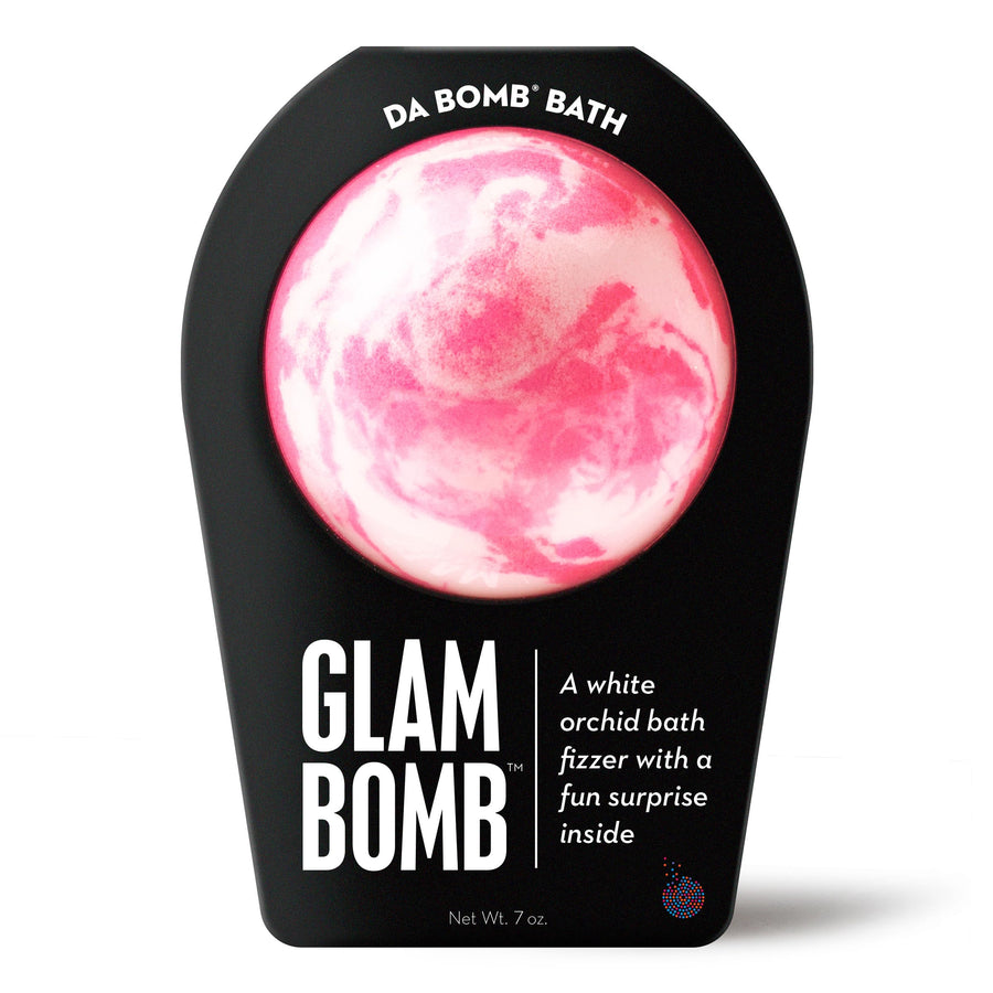 DA BOMB Glam Bath Bomb, Pink with White Swirl, White Orchid, 7 ounces
