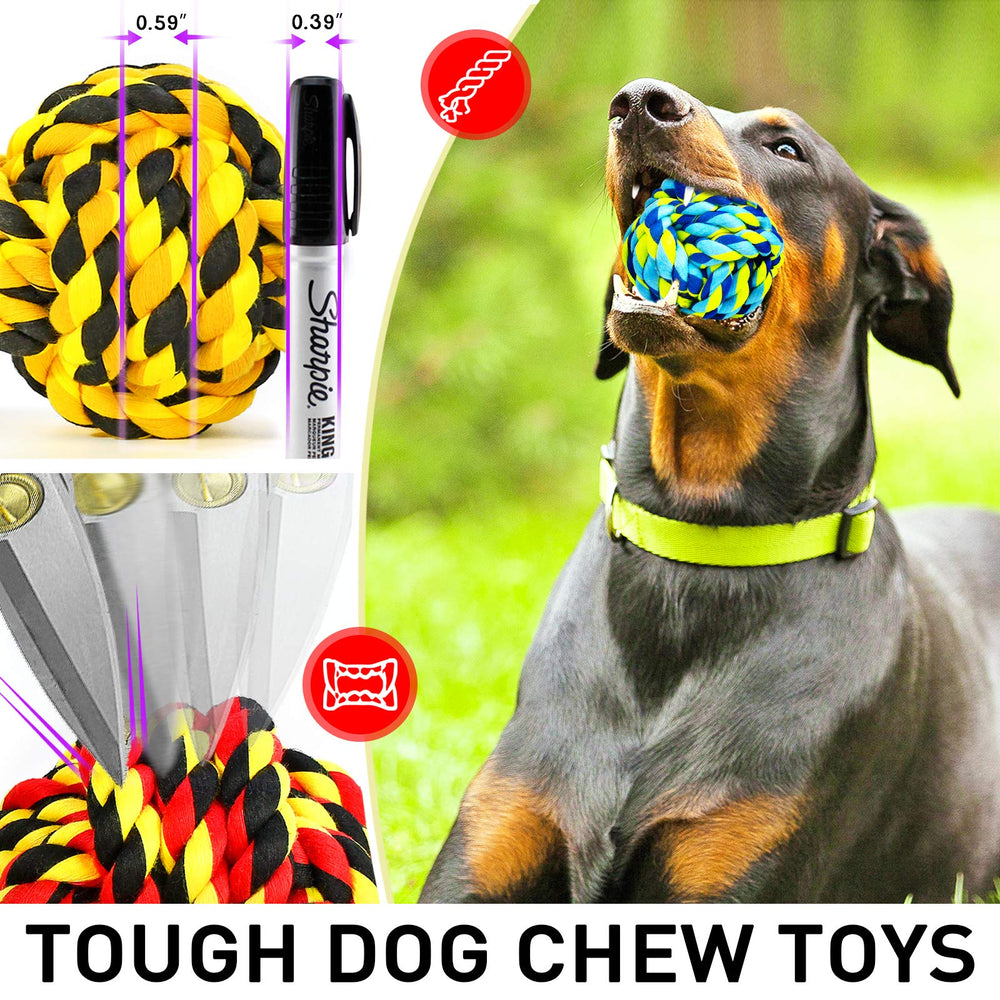 Dog Toys for Aggressive Chewers, Dog Balls for Large Breeds, Heavy Duty Cotton Rope Chew Toys with Tough Twisted for Medium Breeds, 6 Pack Indestructible Chew Toys