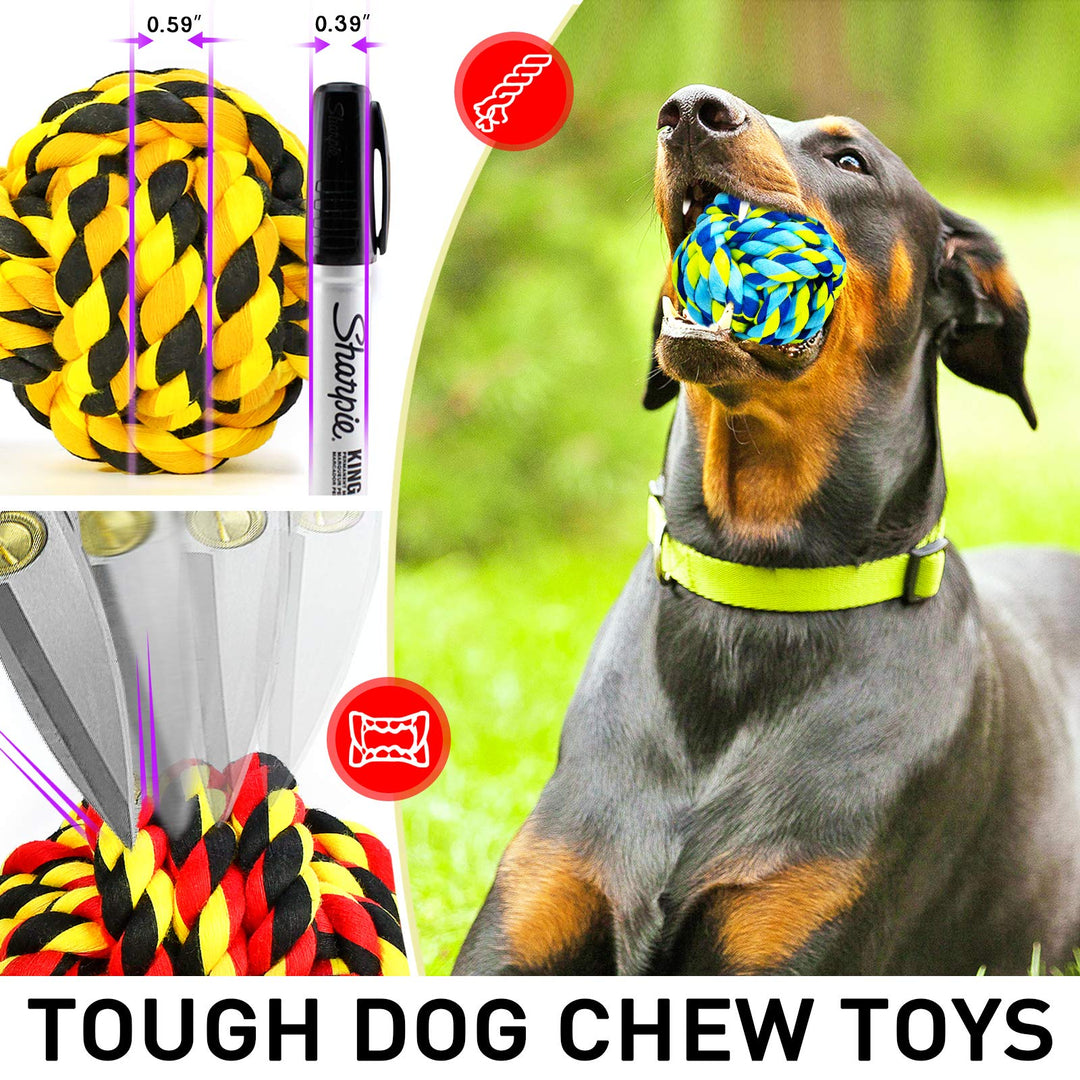 Dog Toys for Aggressive Chewers, Dog Balls for Large Breeds, Heavy Duty Cotton Rope Chew Toys with Tough Twisted for Medium Breeds, 6 Pack Indestructible Chew Toys