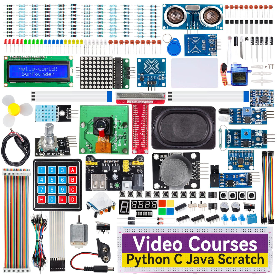 Raphael Ultimate Starter Kit for Raspberry Pi 5 4 B 3B B+ 400, Zero 2 W, RoHS Compliant, Python, C Java, Online Tutorials &amp; Video Courses for Beginners (Raspberry PI NOT Included)