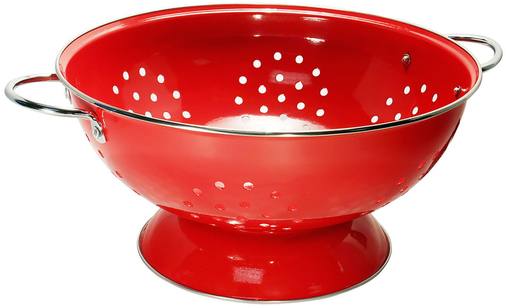 Calypso Basics Powder Coated Enameled Colander, 7 Quart, Red