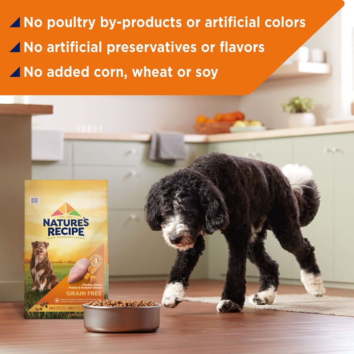 Nature’s Recipe Grain Free Chicken, Sweet Potato &amp; Pumpkin Recipe Dry Dog Food, 12 lb. Bag