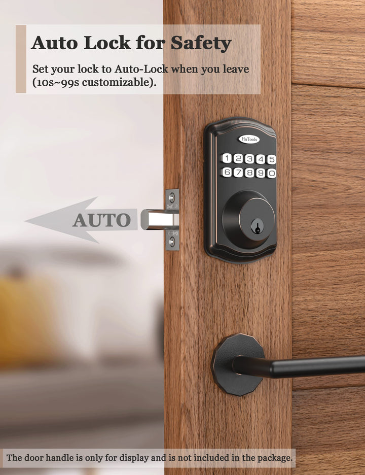 Keyless Entry Door Lock, Electronic Keypad Deadbolt Lock, Auto Lock, 1 Touch Locking, 20 Customizable User Codes, Back Lit, Easy Installation for Front Back Door, Oil Rubbed Bronze