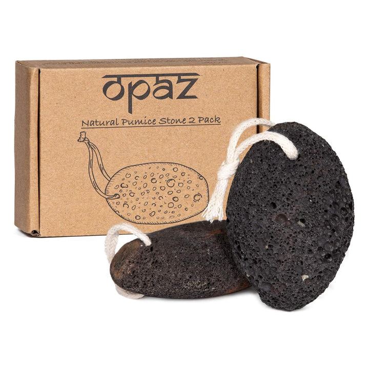 Natural Pumice Stone for Feet, Earth Lava Stone Hand &amp; Foot Scrubber &amp; Dead Skin Remover, Pack of 2 Hard Callus Foot Pumice Stone with Handle for Pedicure Kit