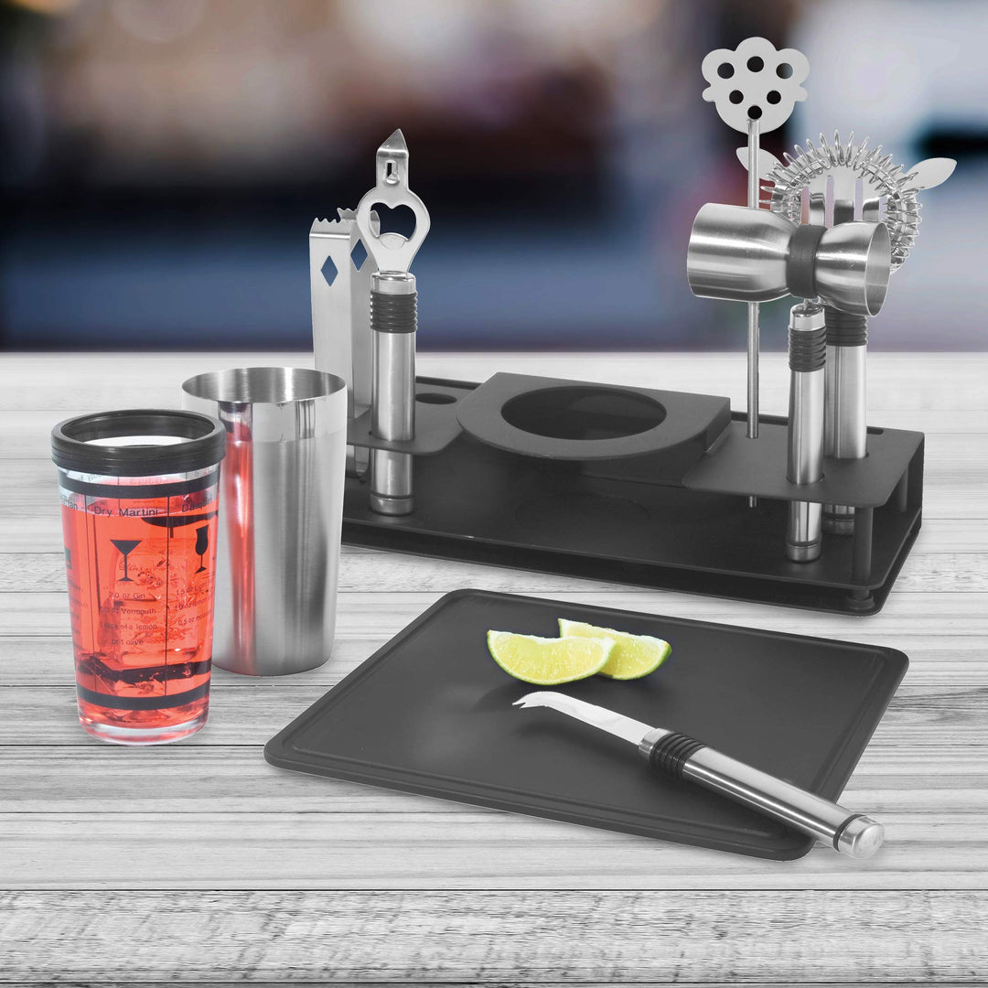 Pro Stainless-Steel 10-Piece Cocktail Shaker and Bar Tool Set
