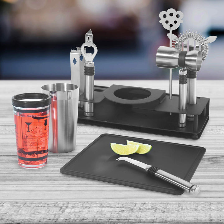 Pro Stainless-Steel 10-Piece Cocktail Shaker and Bar Tool Set
