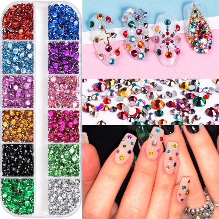 4580 Pieces Rhinestones for Nails Face Gems Makeup Rhinestones for Eyes Flatback Rhinestones Art Decoration Crafts DIY Nails Art Clothes Shoes Bags Decoration