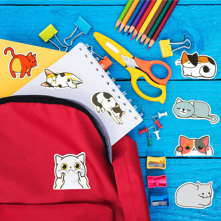 100 Pieces Cute Cat Laptop Stickers Waterproof Vinyl Kawaii Decals for Water Bottles Cartoon Cat Stickers for Decoration Laptop Luggage Skateboard Car Bike Phone Case