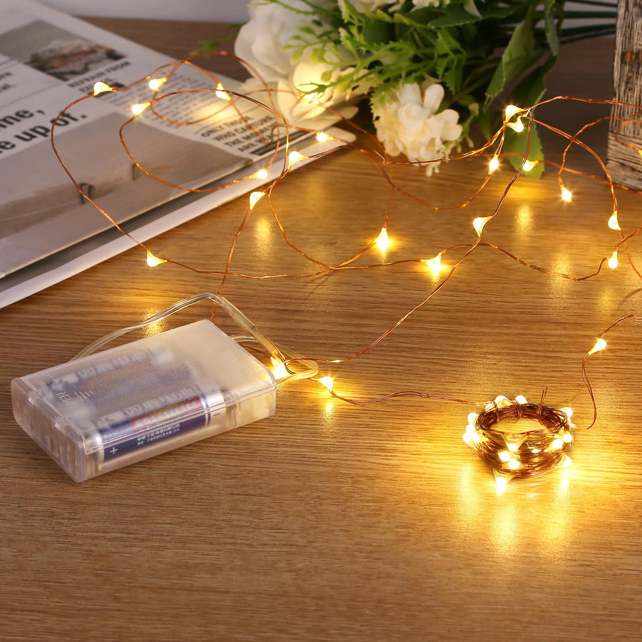 Fairy Lights Battery Operated, 8 Packs Mini Battery Powered Copper Wire Starry String Lights for Christmas,Bedroom, Parties,Wedding,Indoor,Home Decoration (5m/16ft Warm White)