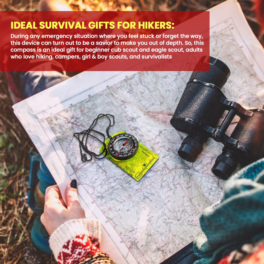 Orienteering Compass Hiking Backpacking Compass | Advanced Scout Compass Camping Navigation - Boy Scout Compass for Kids | Professional Field Compass for Map Reading - Best Survival Gifts