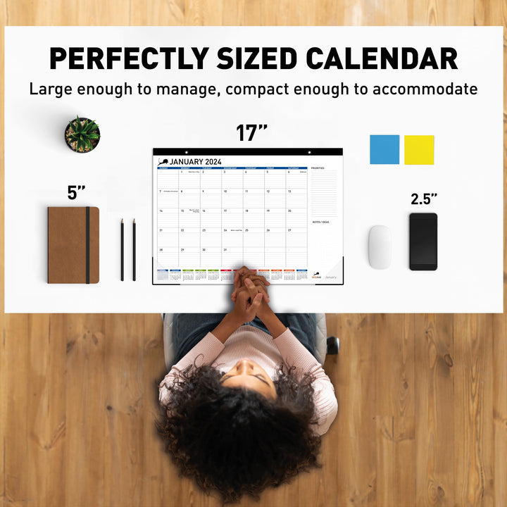 18 Month Desk Calendar 2024-2025 - Large Desktop Calender 17 x 12 - Monthly Planner for Home and Office - School and Teacher Planning Tool