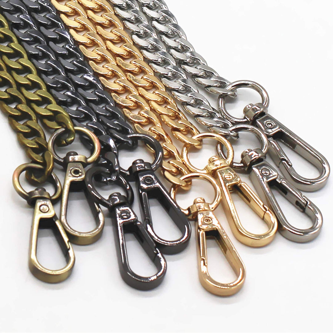 DIY Iron Flat Chain Strap Handbag Chains Purse Chain Straps Shoulder Cross Body Replacement Straps with Metal Buckles (55, Gold)