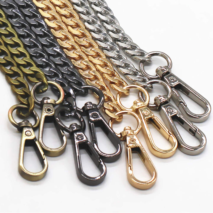 DIY Iron Flat Chain Strap Handbag Chains Purse Chain Straps Shoulder Cross Body Replacement Straps with Metal Buckles (55, Gold)