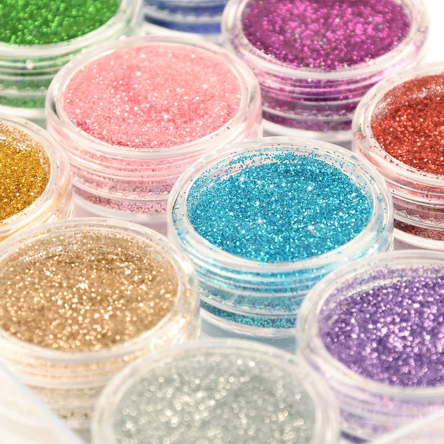 Glitter 12 Colors Holographic Cosmetic Festival Powder Sequins Craft Glitter for Arts Face Hair Body Nail