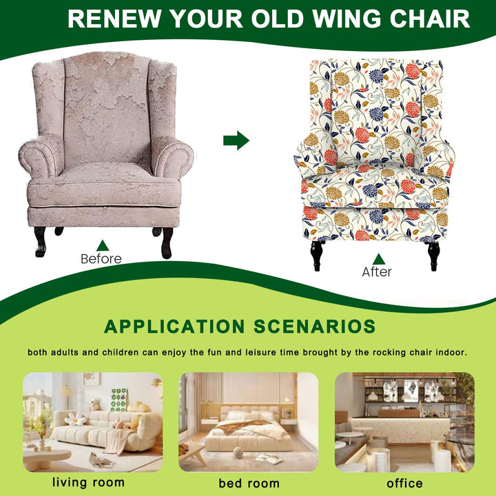 CRFATOP Wing Chair Slipcovers, 2 Piece Stretch Spandex 