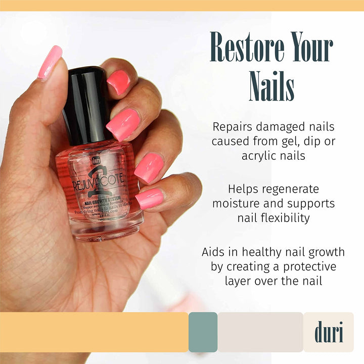 Rejuvacote 2 Nail Growth System Sensitive Formula - Nail Hardener and Strengthener for Brittle, Breaking, Splitting Nail Repair - 0.61 fl. oz.