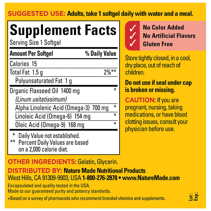 Nature Made Extra Strength Flaxseed Oil 1400 mg, Fish F