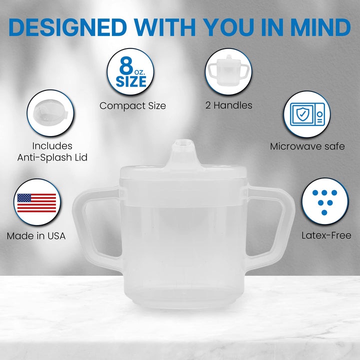 Small Two-Handle 8oz Adaptive Sippy Cup Mug for Elderly