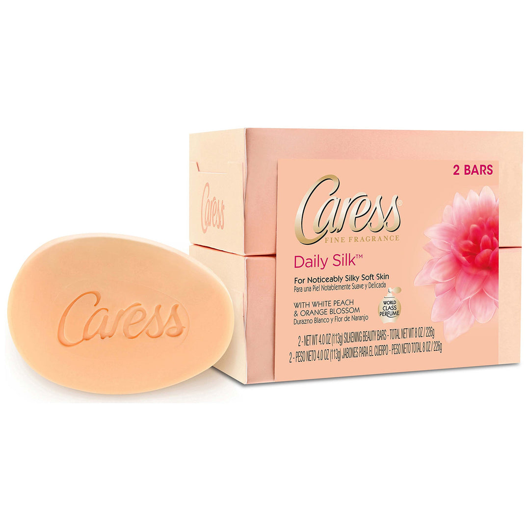 Beauty Bar Soap For Women, Daily Silk With Silk Extract and Floral Oil Essence Moisturizing Body Soap for Silky, Soft Skin, 3.75 oz, 2 Bath Bars