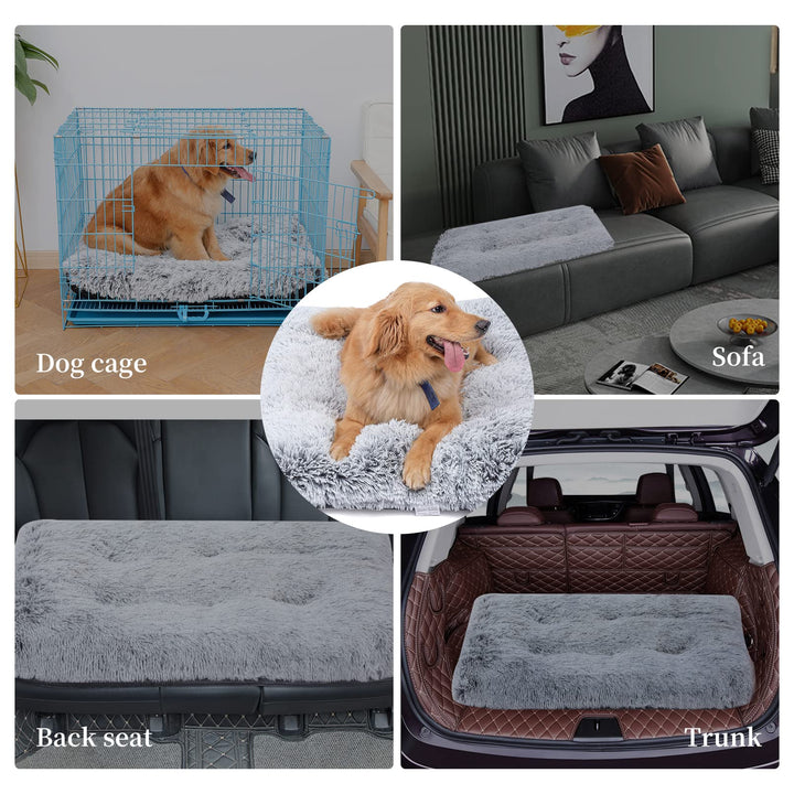 Dog Bed,Crate Pet Bed Kennel Pad,Soft Plush Washable,Comfortable Dog Bed,Suitable for Medium &amp; Large Dogs (Grey)