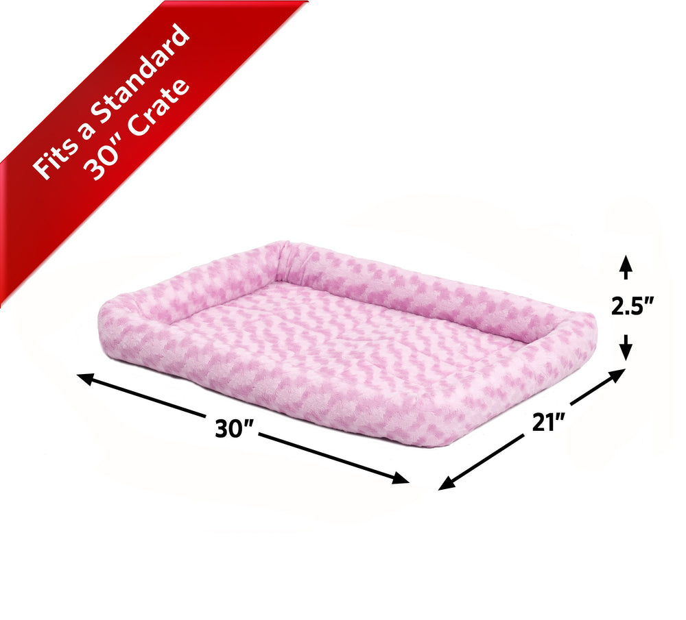 Bolster Dog Bed 30L- Inch Pink Dog Bed or Cat Bed w/Comfortable Bolster | Ideal for Medium Dog Breeds & Fits a 30-Inch Dog Crate | Easy Maintenance Machine Wash & Dry