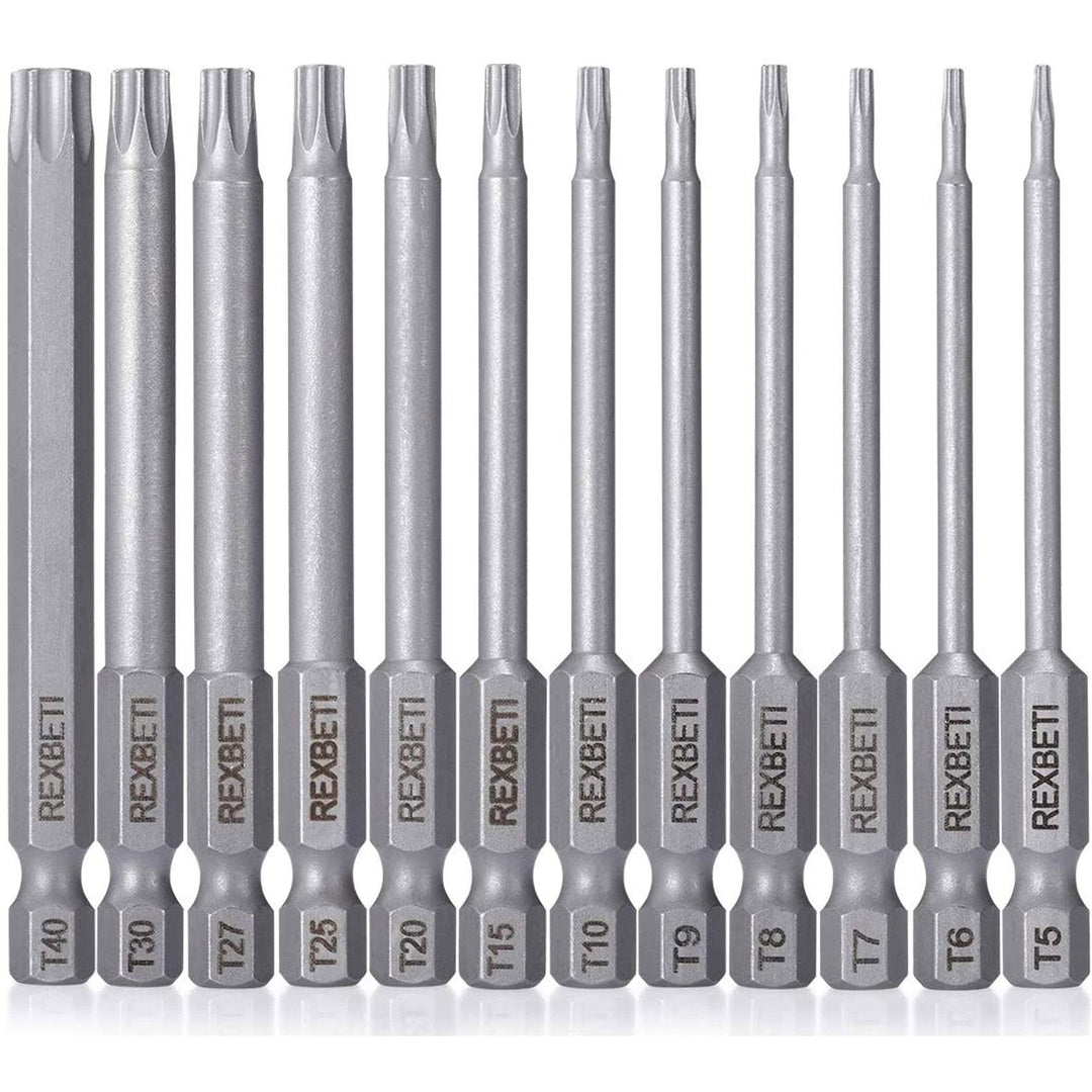 REXBETI 12 Piece Torx Head Screwdriver Bit Set, 1/4 Inc