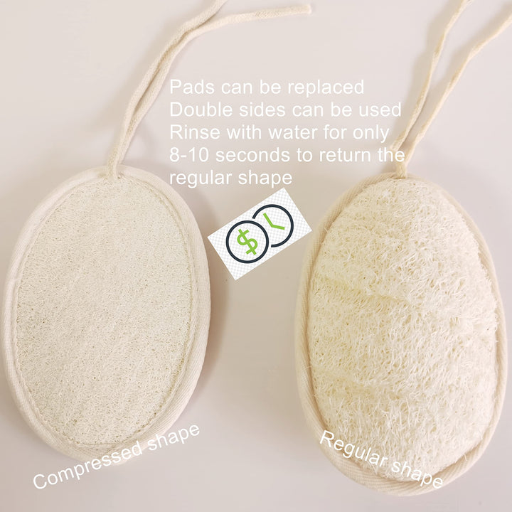 Aha&amp;Lucky Shower Body Brush with Double Side Natural Exfoliating Loofah,Ergonomic Designed 17inches Long Beech Handle for Back Scrubber