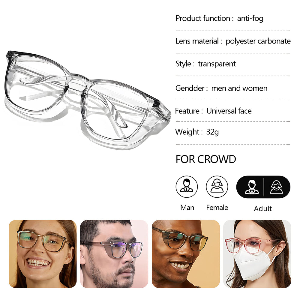 Safety Glasses for Women Nursing Safety Goggles Nurses Anti Fog Blue Light Blocking Lens Fashionable Clear Protective Eyewear, Grey