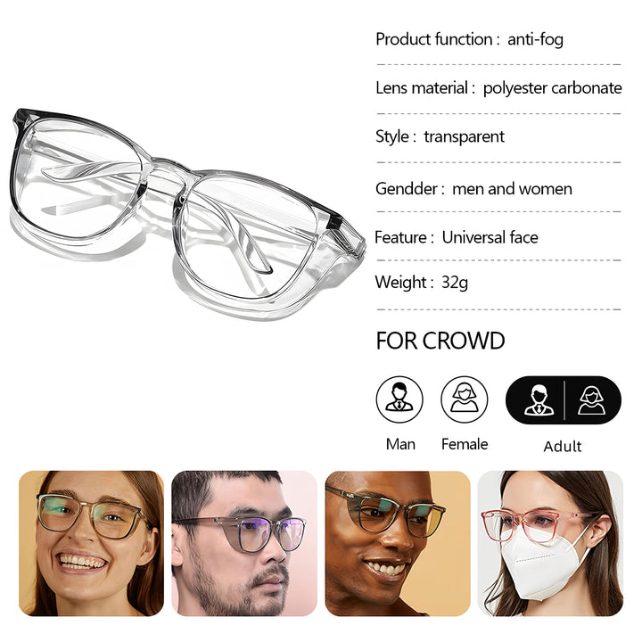 Safety Glasses for Women Nursing Safety Goggles Nurses Anti Fog Blue Light Blocking Lens Fashionable Clear Protective Eyewear, Grey