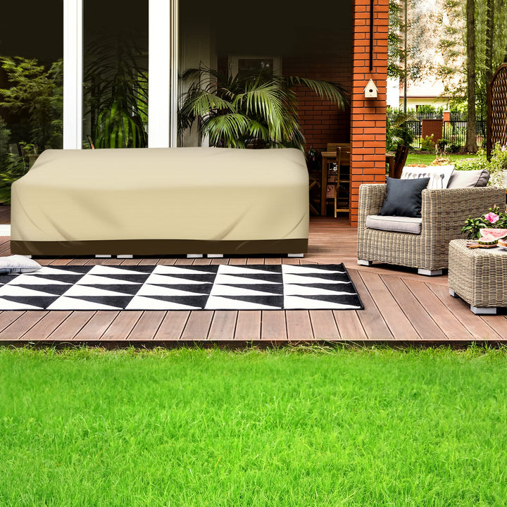 Outdoor Couch Cover Patio Furniture Covers Waterproof 88 Inch Patio Sofa/Loveseat Cover, Patio Furniture Covers, Beige(Large -88W x 32.5D x 33H)