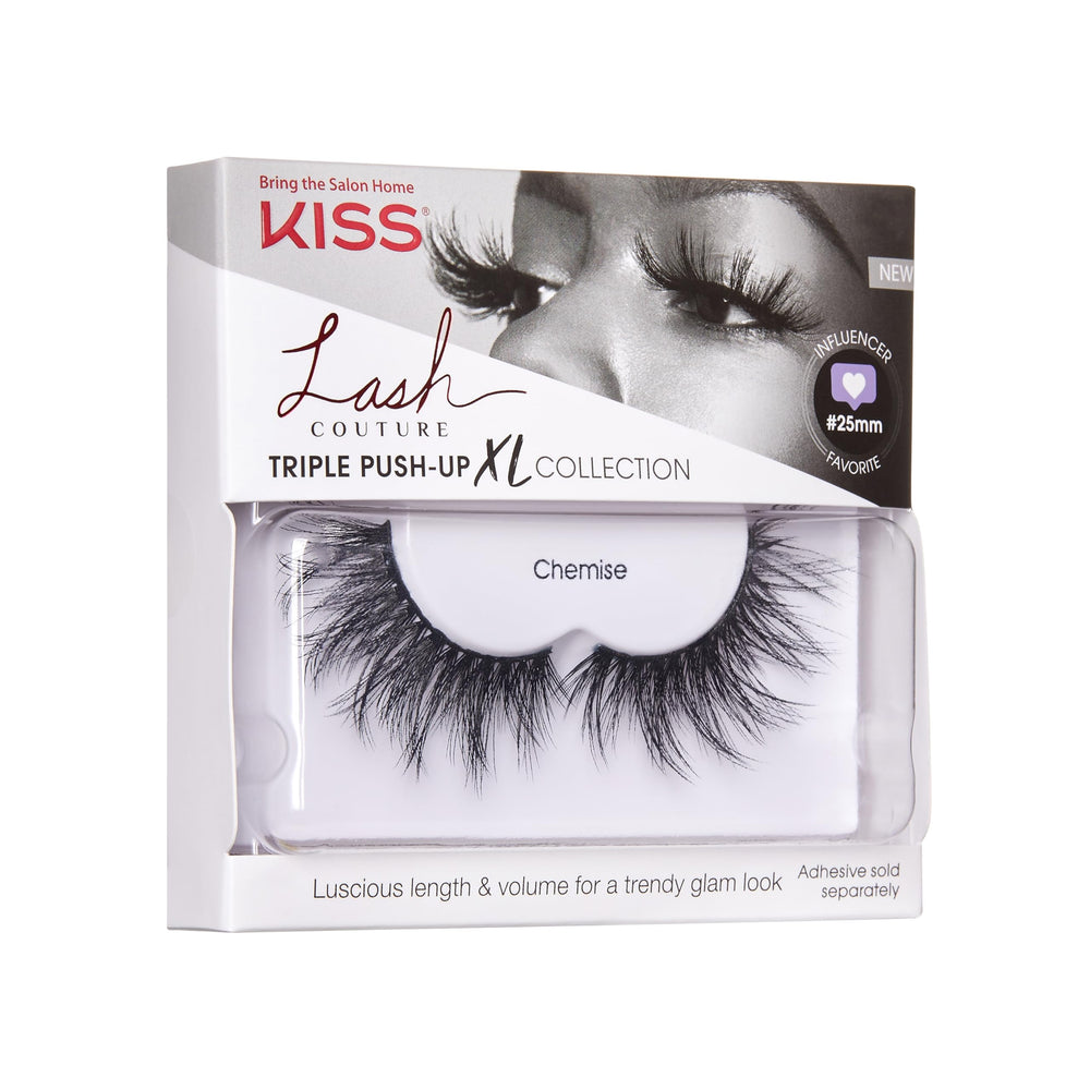 Lash Couture Triple Push Up XL Collection, 3D Volume False Eyelashes in Extra Long Length with Triple Design Technology, Cruelty-Free, Contact Lens Friendly, and Reusable, Style Chemise, 1 Pair