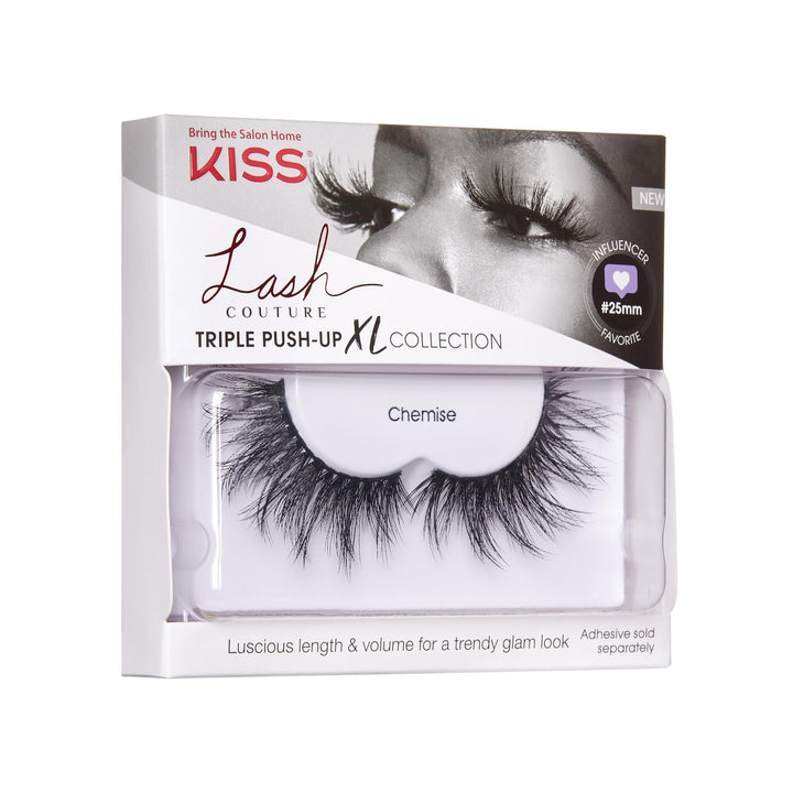 Lash Couture Triple Push Up XL Collection, 3D Volume False Eyelashes in Extra Long Length with Triple Design Technology, Cruelty-Free, Contact Lens Friendly, and Reusable, Style Chemise, 1 Pair
