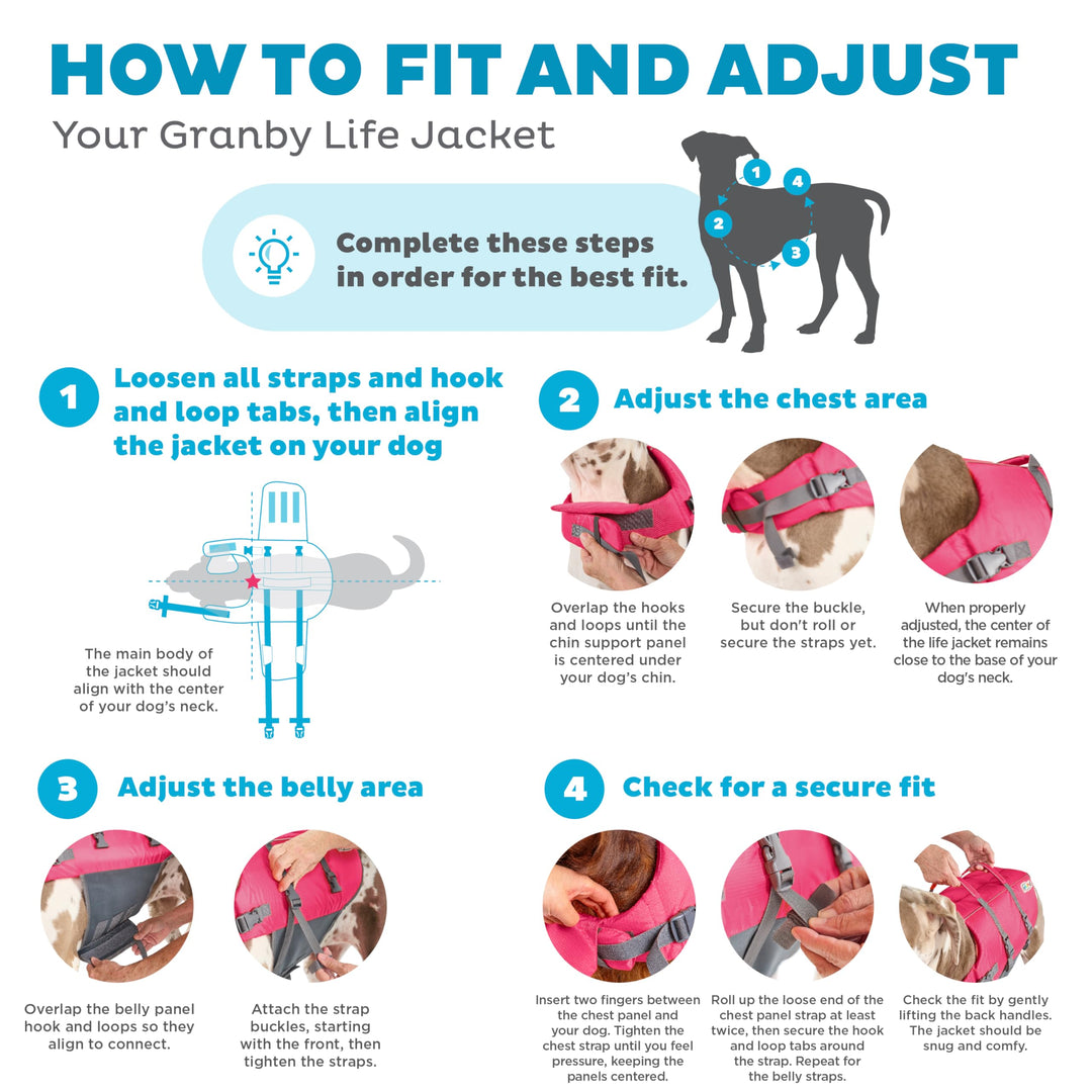 Granby Splash Pink Dog Life Jacket, Large